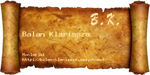 Balan Klarissza névjegykártya